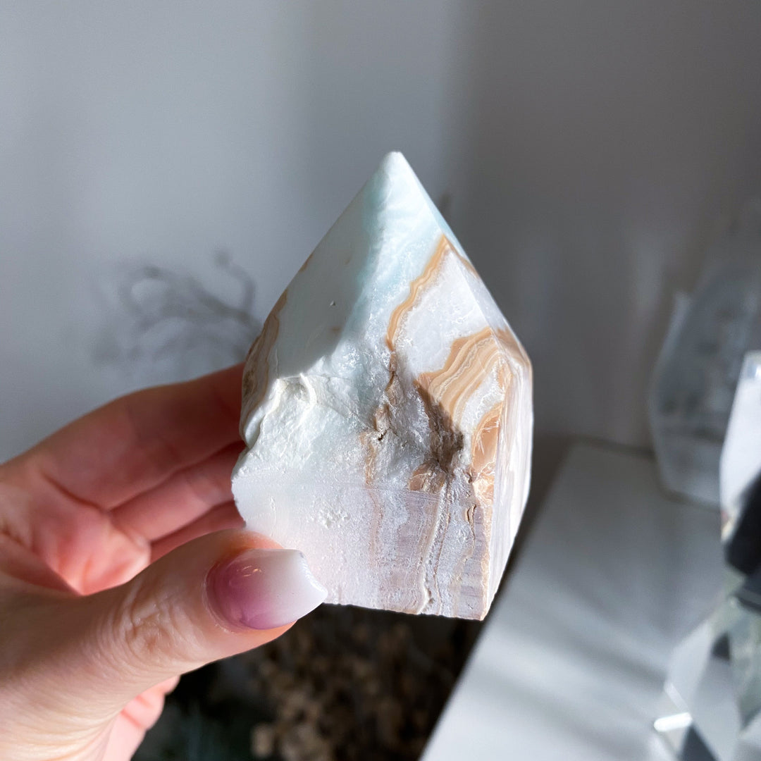 Sandy Caribbean Calcite Top Polish Chipped Tip #3