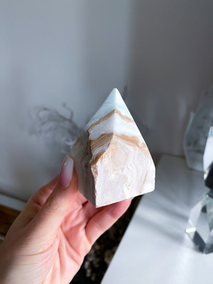 Sandy Caribbean Calcite Top Polish Chipped Tip #3