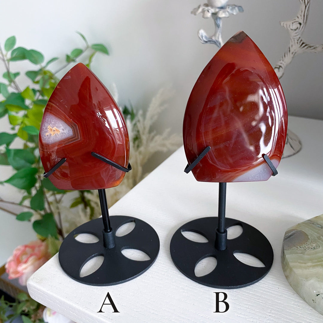 Shiny Carnelian Flame on Stand - Choose Your Piece