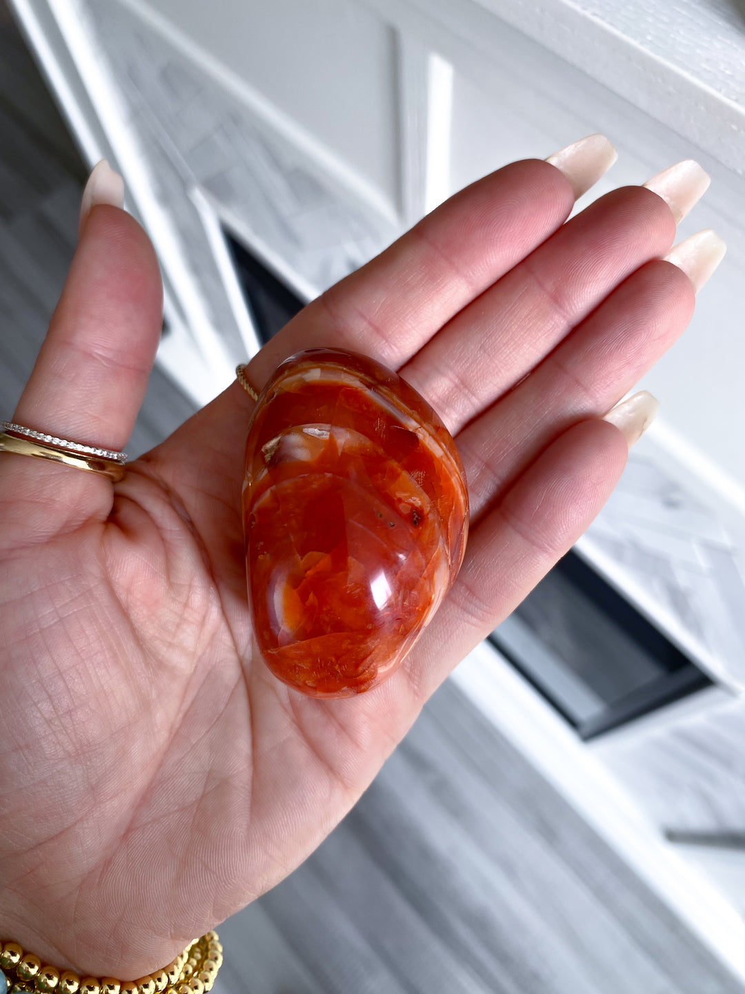 Banded Carnelian Palm Stone #2