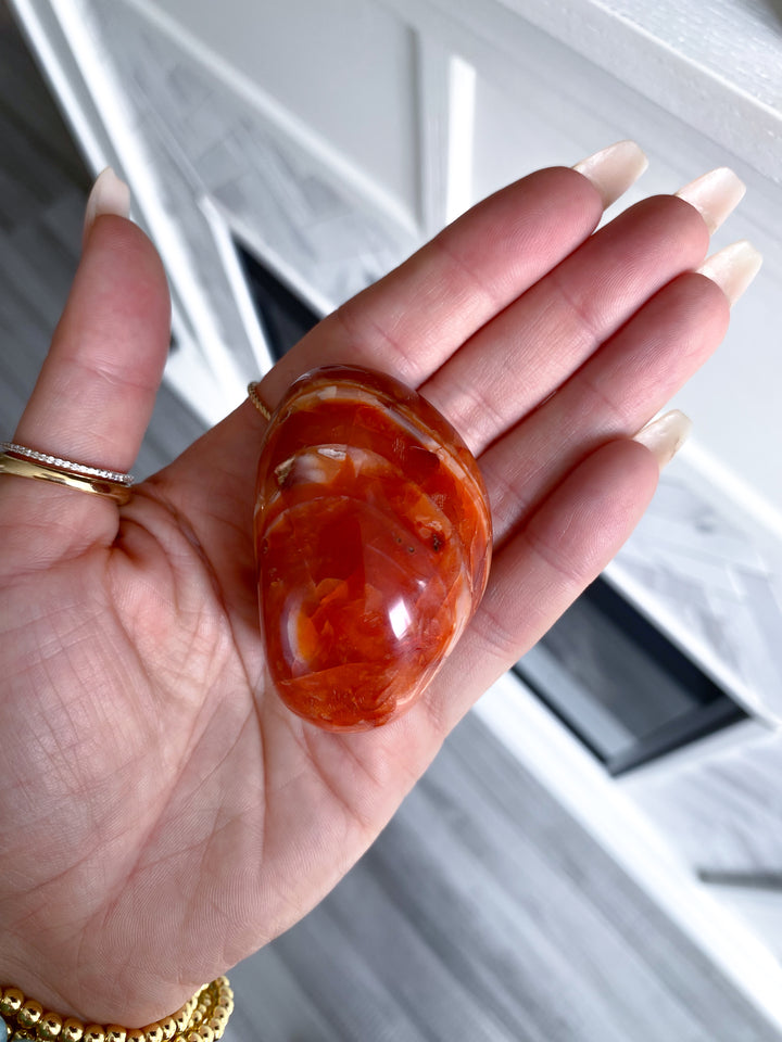 Banded Carnelian Palm Stone #2