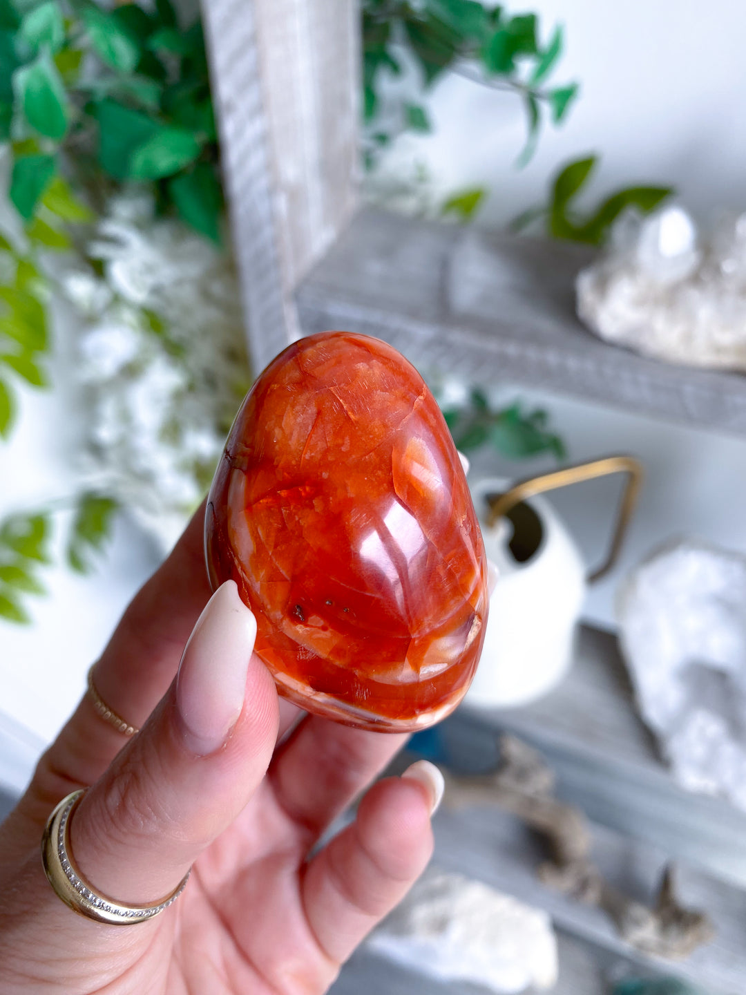 Banded Carnelian Palm Stone #2