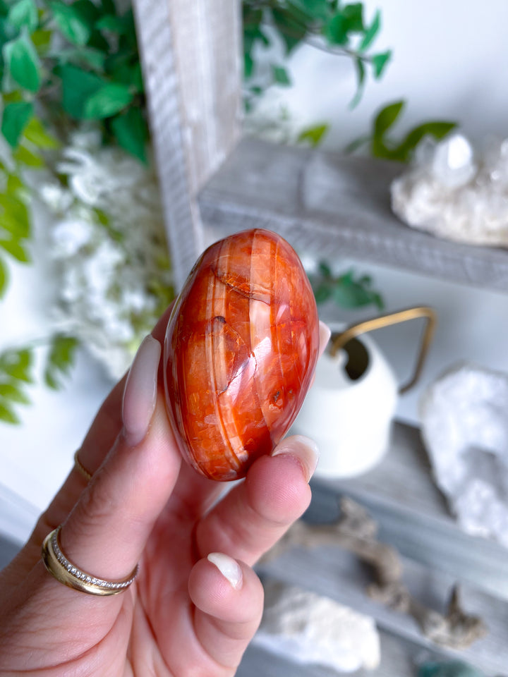 Banded Carnelian Palm Stone #2