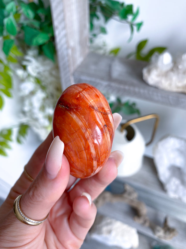Banded Carnelian Palm Stone #2