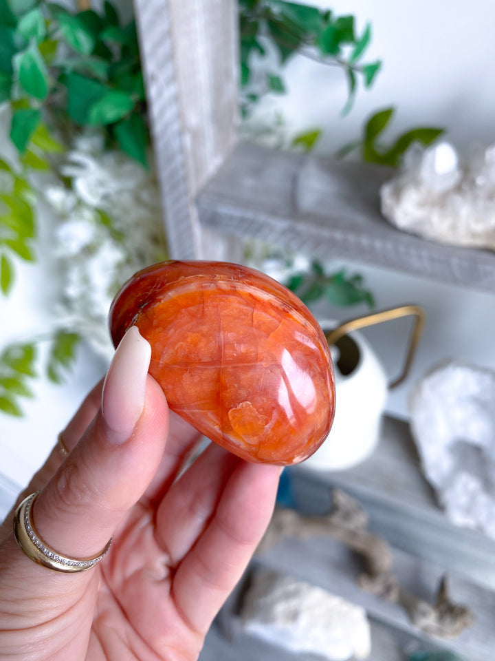 Banded Carnelian Palm Stone #2