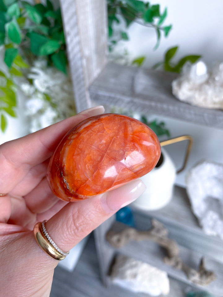 Banded Carnelian Palm Stone #2