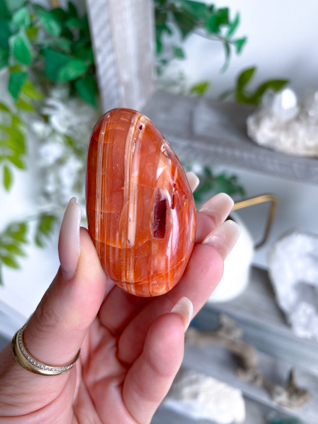 Banded Carnelian Palm Stone #2