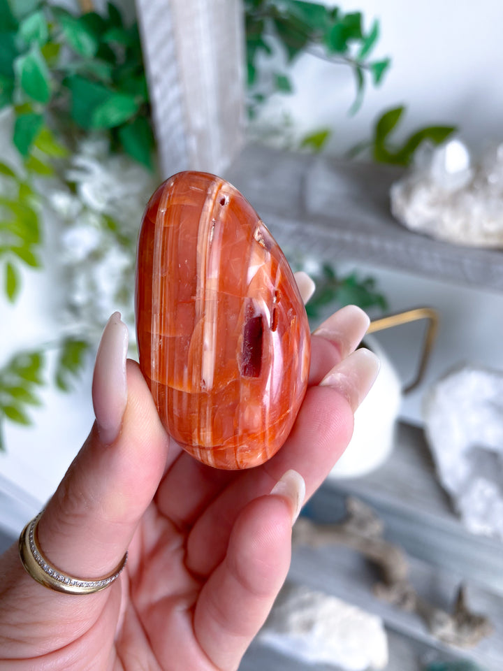 Banded Carnelian Palm Stone #2