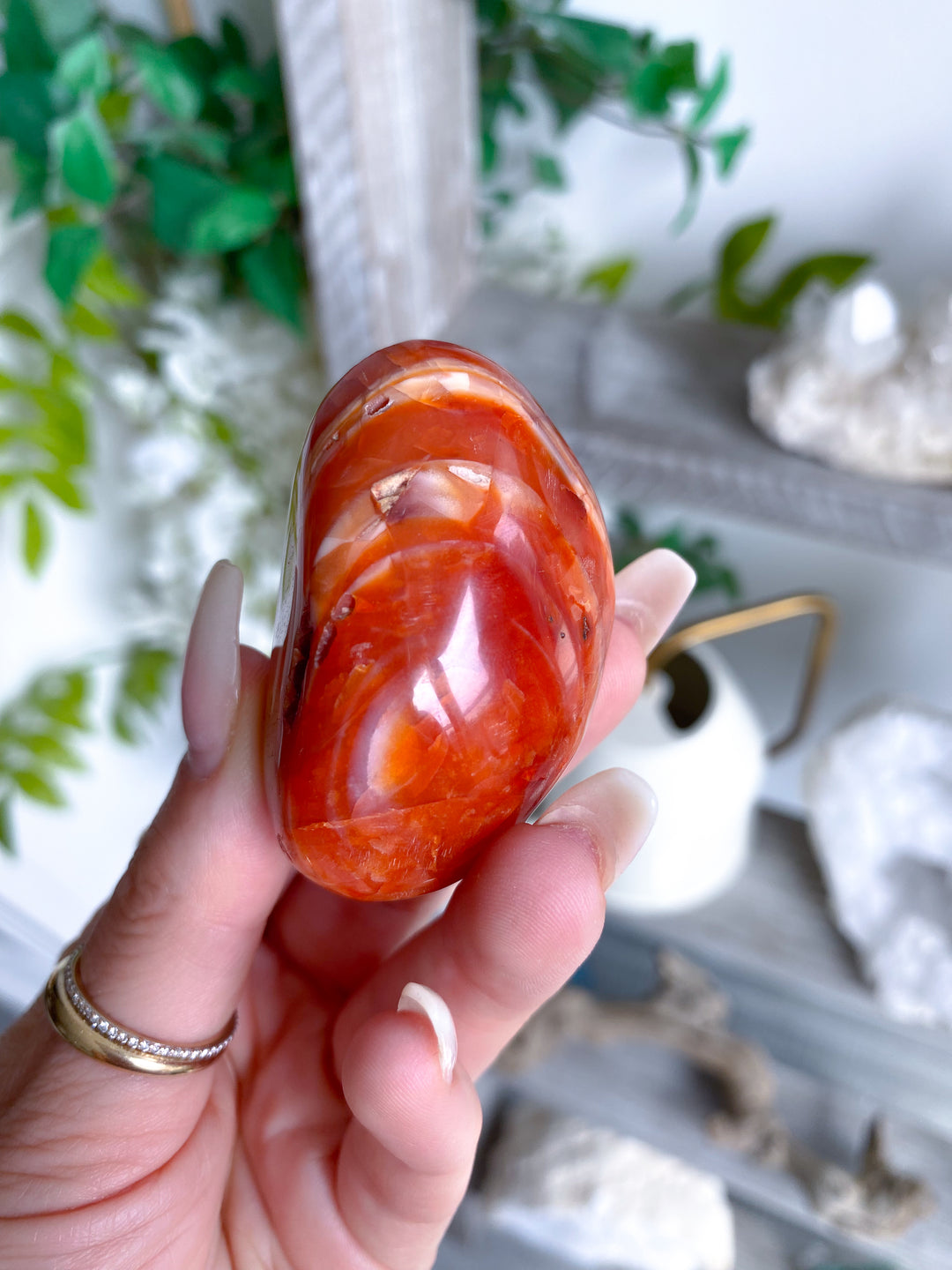 Banded Carnelian Palm Stone #2
