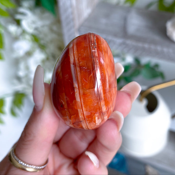 Banded Carnelian Palm Stone #2
