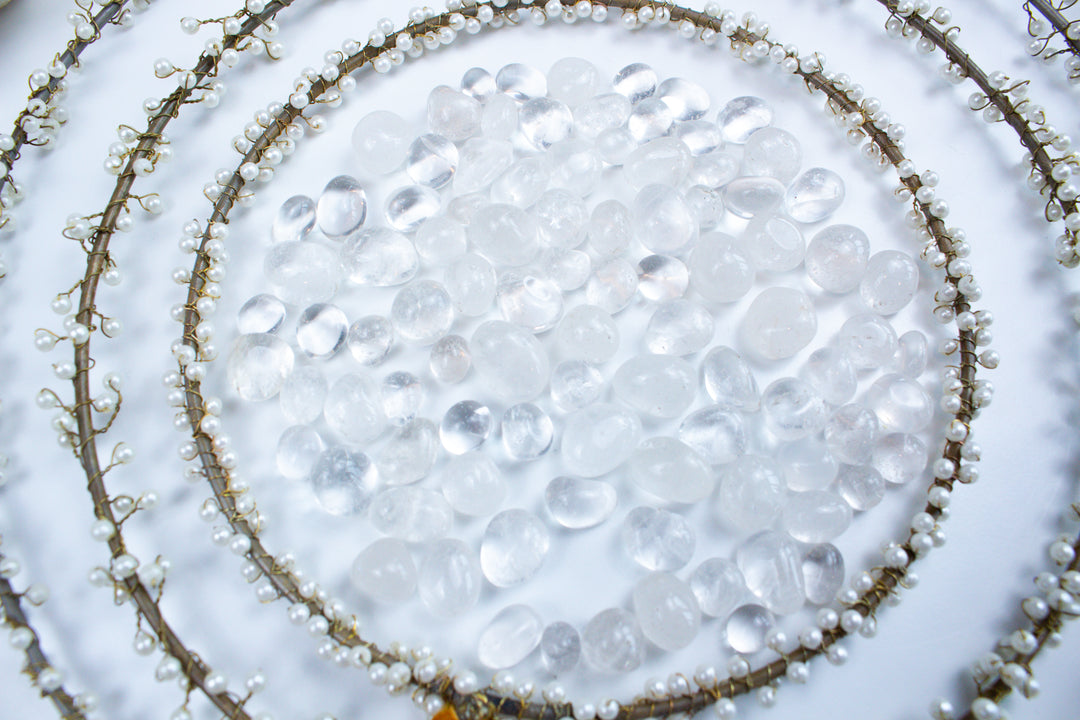 Clear Quartz Mini Tumble Stones - Crystal Grid