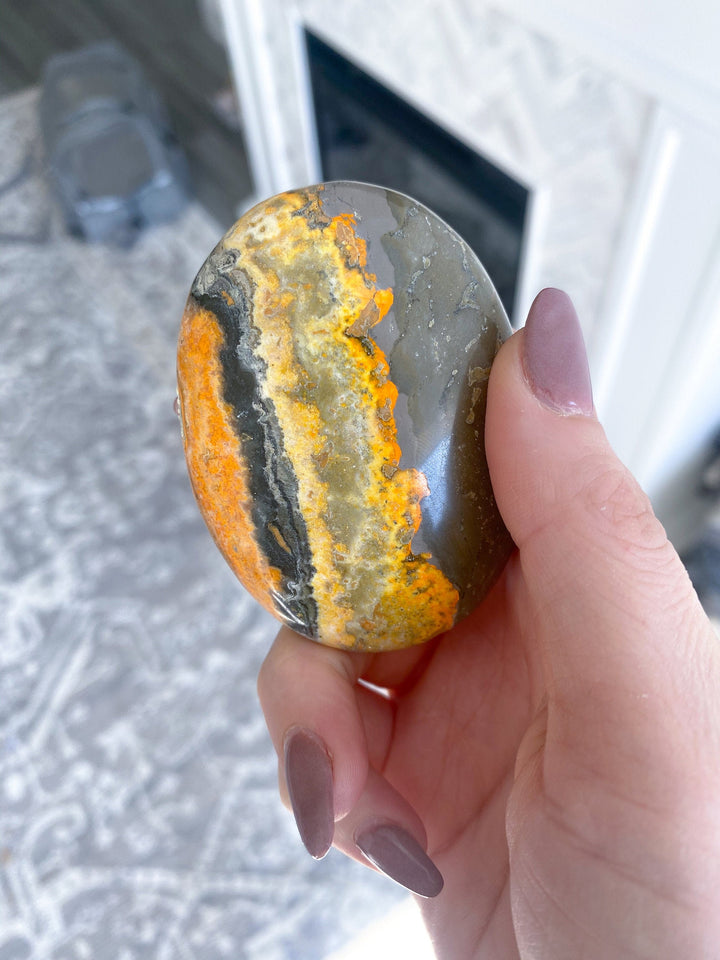 Bumble Bee Jasper Palm Stone - You Choose