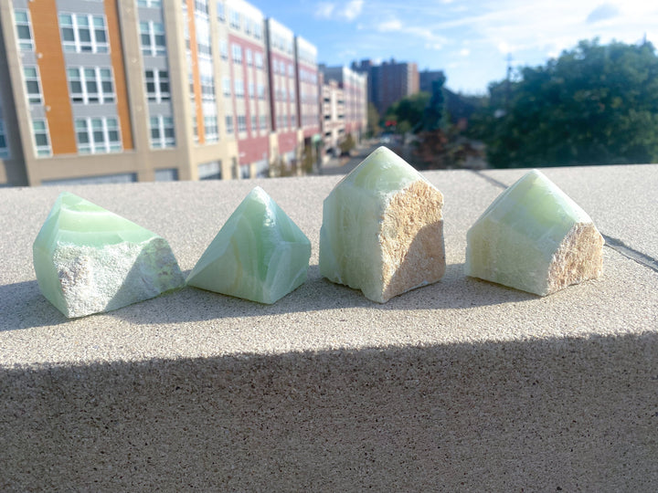 Green Calcite Top Polish Point - Increase Patience - Self Love - Heart Chakra - Green Calcite Point