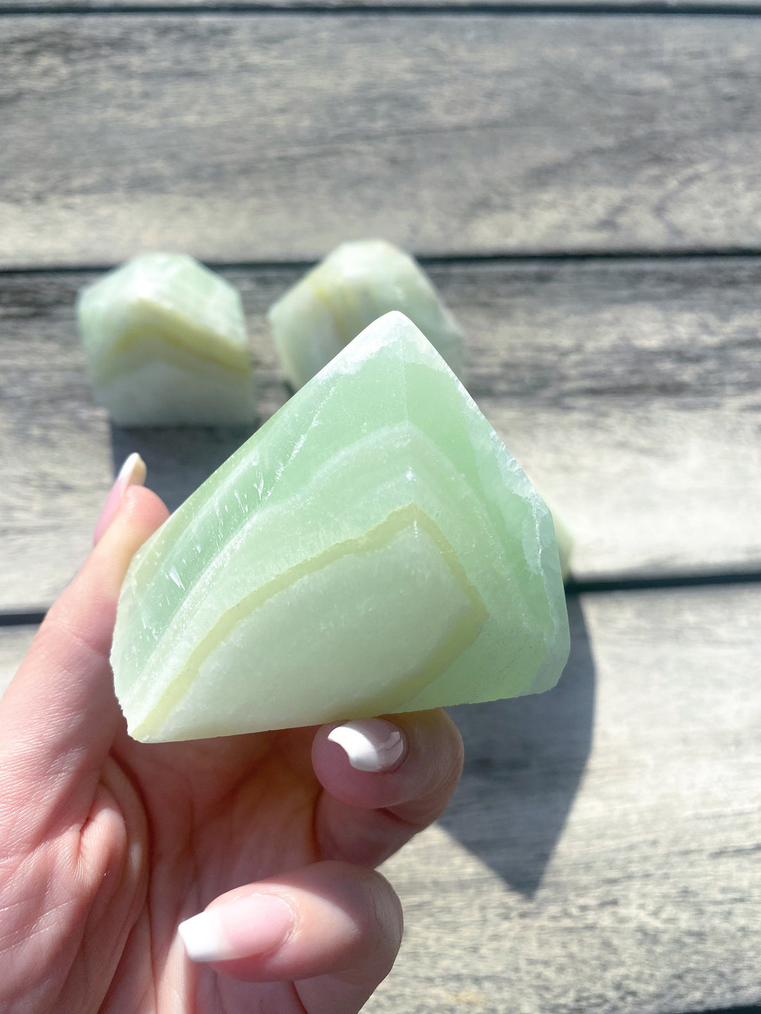 Green Calcite Top Polish Point - Increase Patience - Self Love - Heart Chakra - Green Calcite Point
