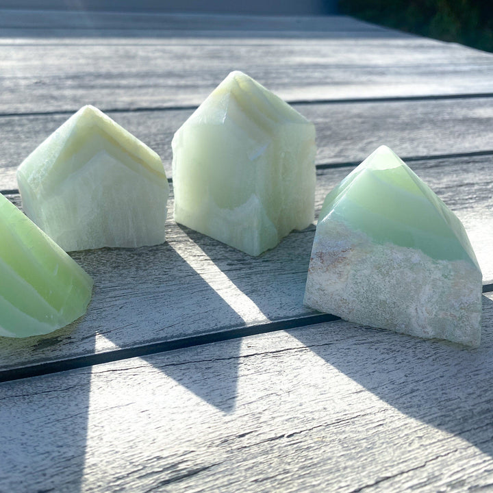 Green Calcite Top Polish Point - Increase Patience - Self Love - Heart Chakra - Green Calcite Point