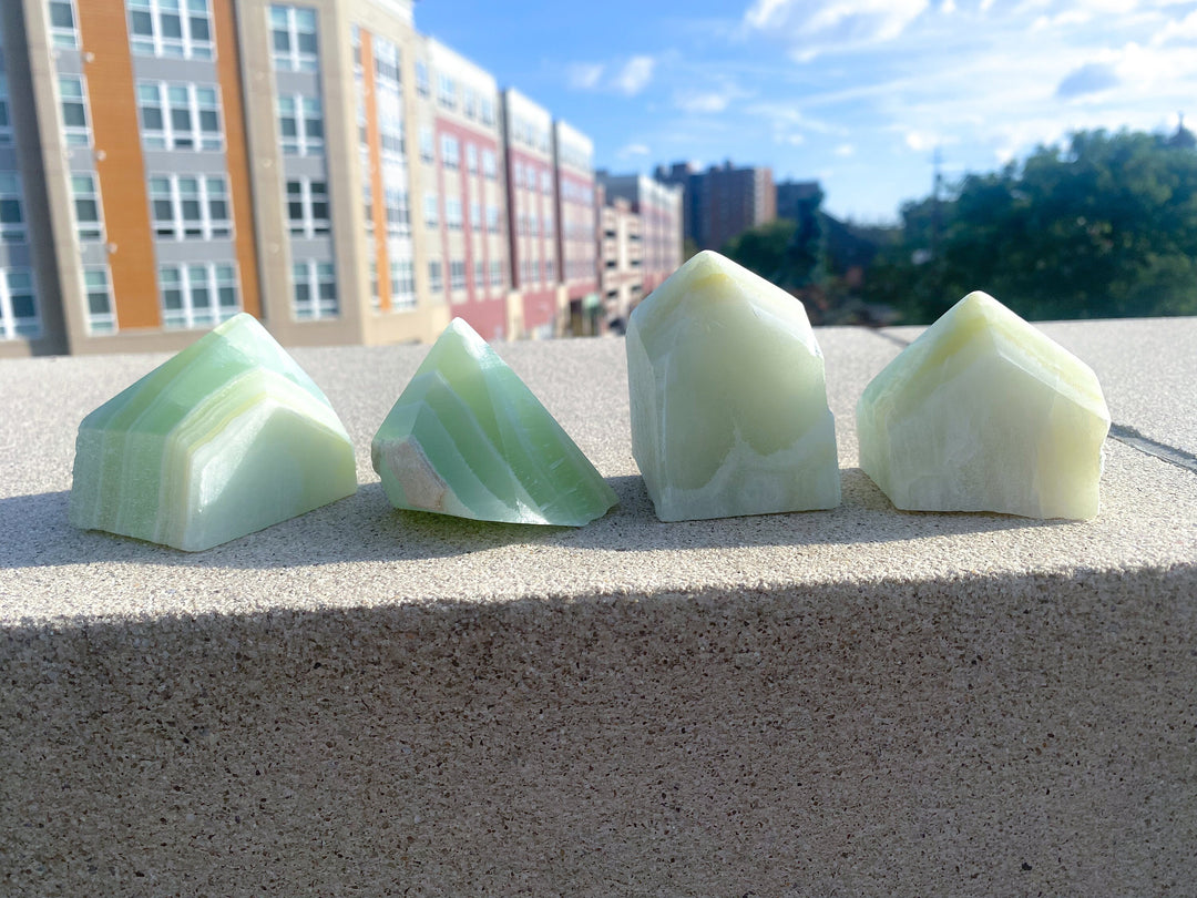 Green Calcite Top Polish Point - Increase Patience - Self Love - Heart Chakra - Green Calcite Point