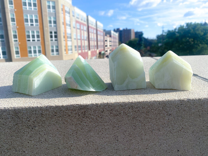 Green Calcite Top Polish Point - Increase Patience - Self Love - Heart Chakra - Green Calcite Point