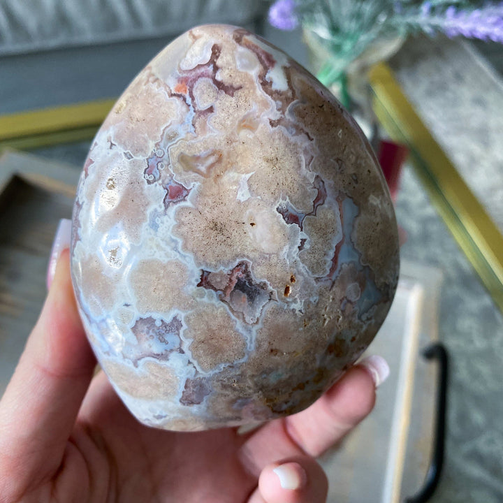 Beautiful Baby Pink Flower Agate Freeform #1