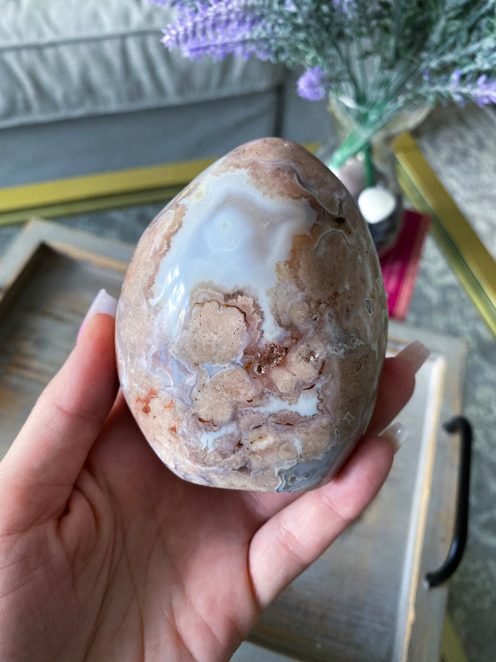 Beautiful Baby Pink Flower Agate Freeform #1