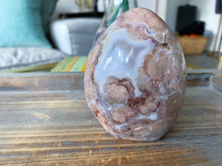 Beautiful Baby Pink Flower Agate Freeform #1