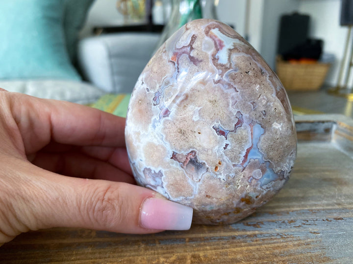 Beautiful Baby Pink Flower Agate Freeform #1