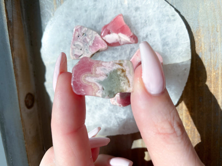RHODOCHROSITE small tumbles - Get this Bundle of 5 stones - crystal grid - heart healer