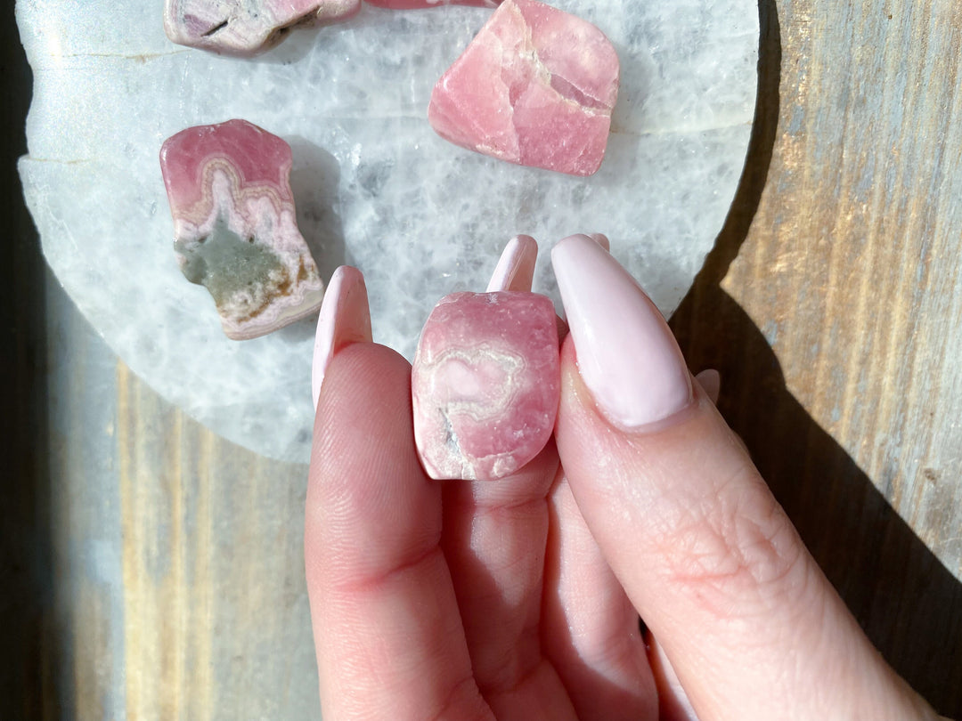 RHODOCHROSITE small tumbles - Get this Bundle of 5 stones - crystal grid - heart healer