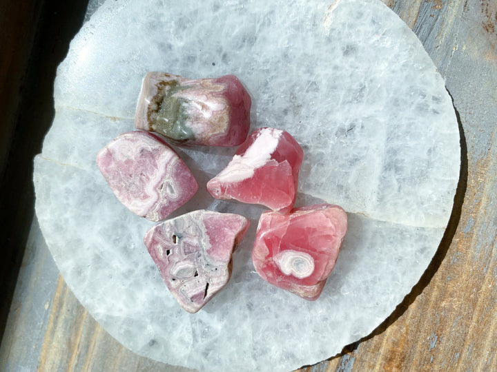 RHODOCHROSITE small tumbles - Get this Bundle of 5 stones - crystal grid - heart healer