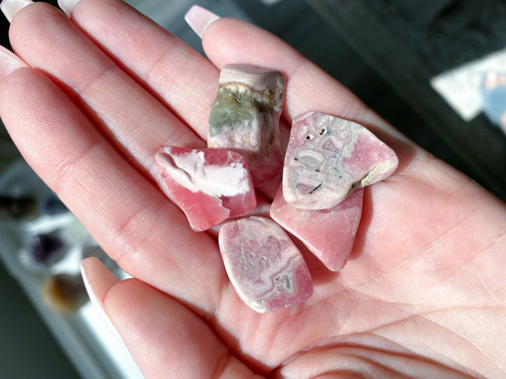 RHODOCHROSITE small tumbles - Get this Bundle of 5 stones - crystal grid - heart healer