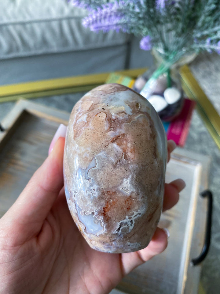 Beautiful Baby Pink Flower Agate Freeform #1