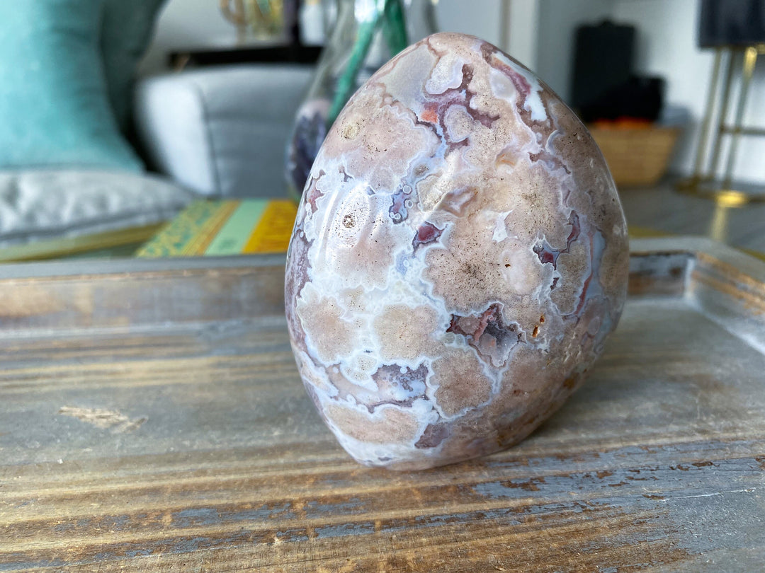 Beautiful Baby Pink Flower Agate Freeform #1