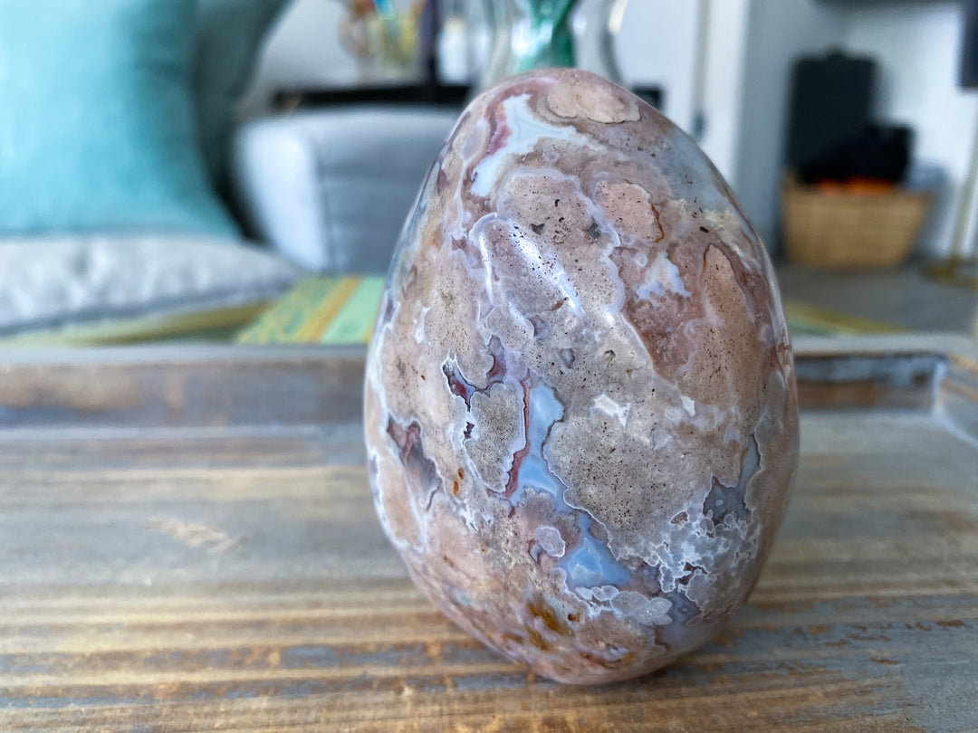 Beautiful Baby Pink Flower Agate Freeform #1