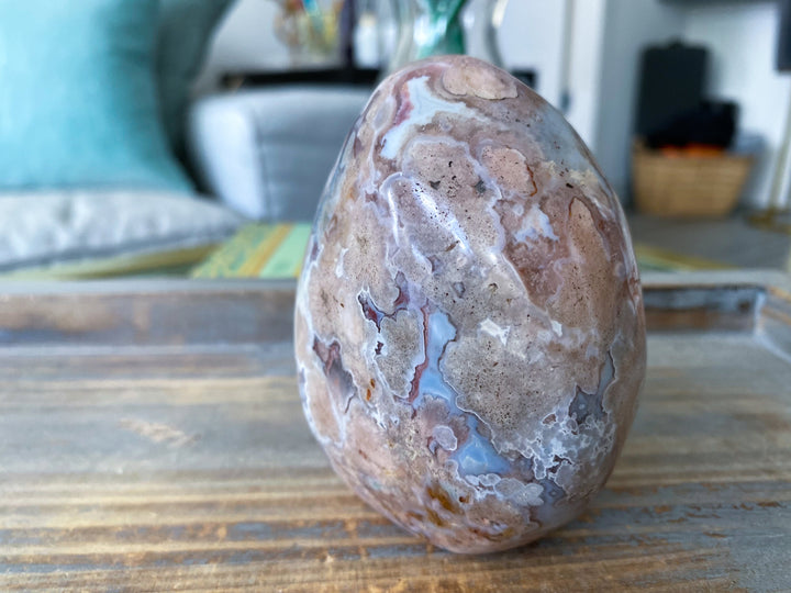 Beautiful Baby Pink Flower Agate Freeform #1
