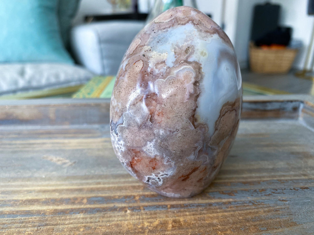 Beautiful Baby Pink Flower Agate Freeform #1