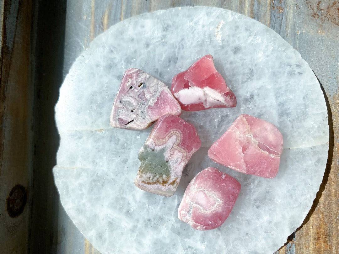 RHODOCHROSITE small tumbles - Get this Bundle of 5 stones - crystal grid - heart healer
