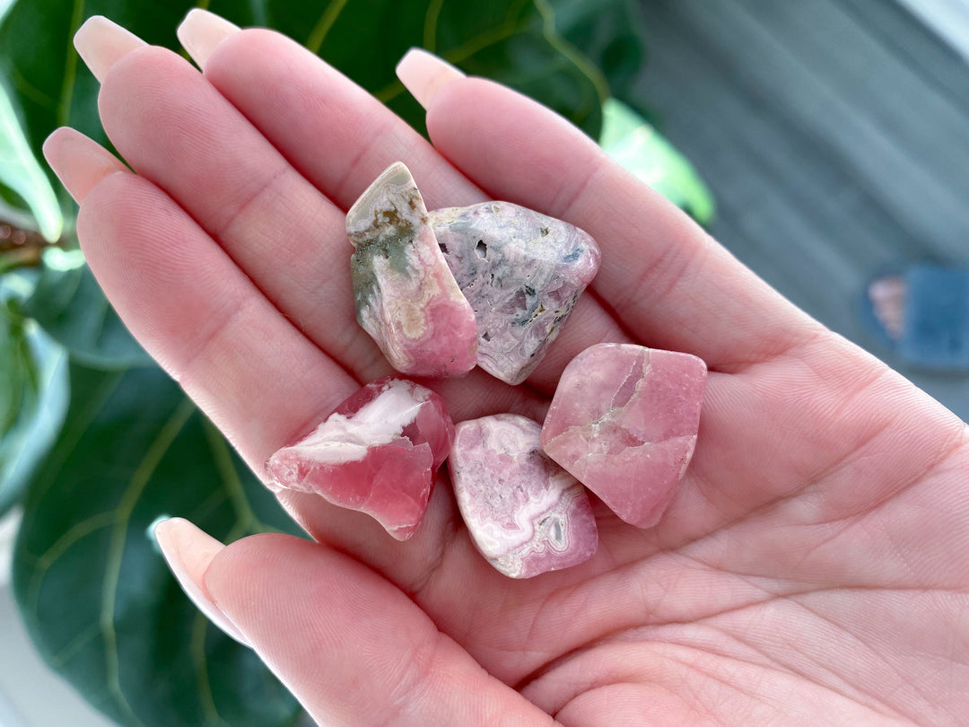 RHODOCHROSITE small tumbles - Get this Bundle of 5 stones - crystal grid - heart healer