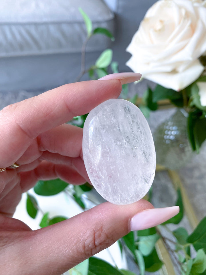 Small White Quartz Palm Stone