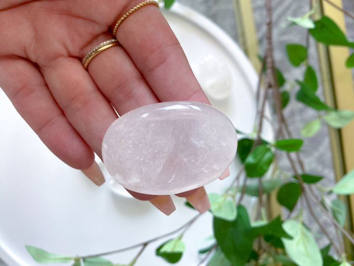 Small White Quartz Palm Stone