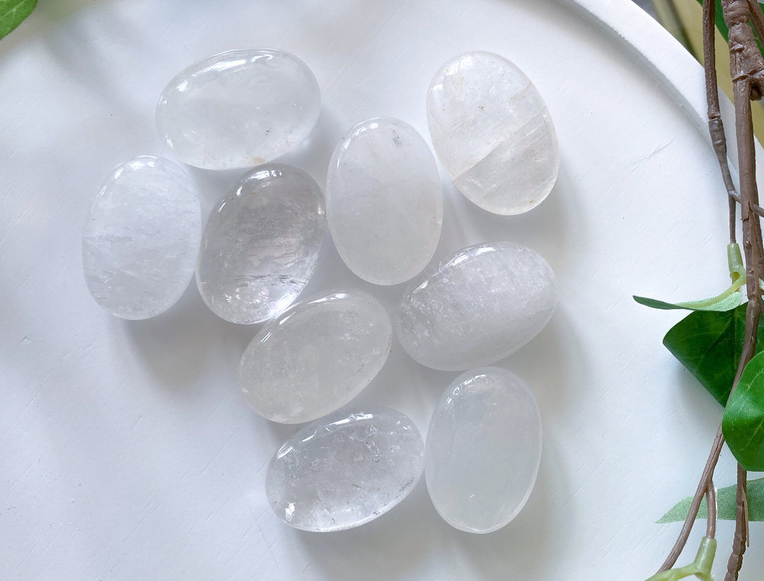 Small White Quartz Palm Stone