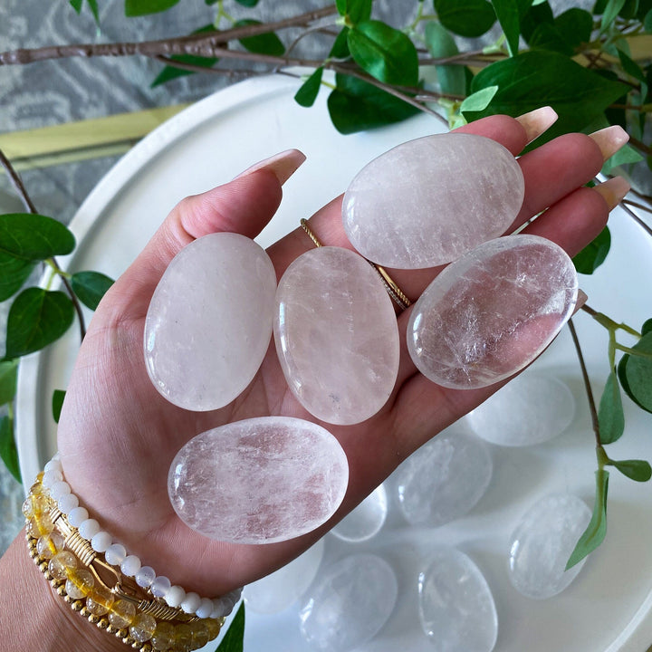 Small White Quartz Palm Stone