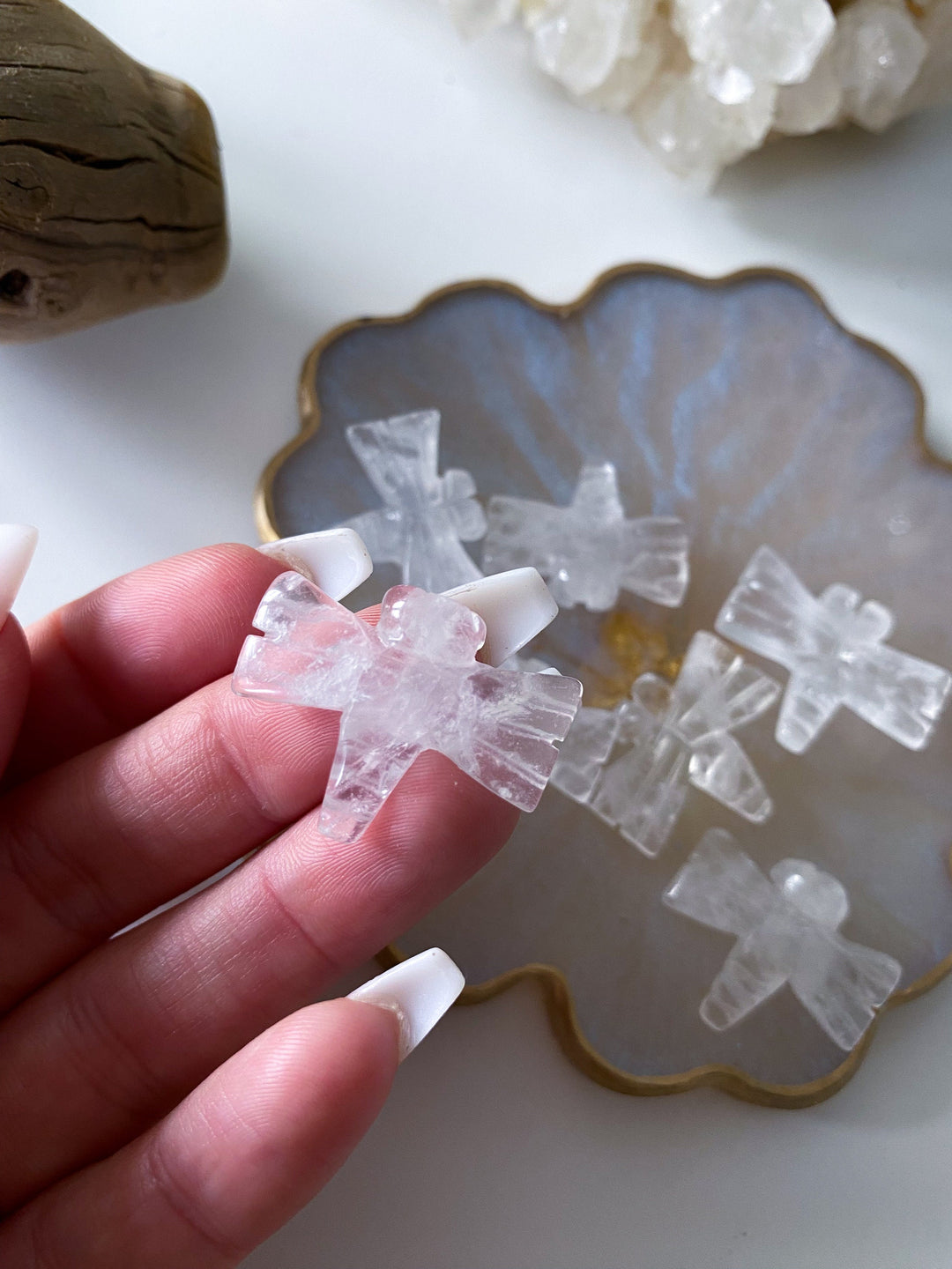 Clear Quartz Dragonfly Mini Carving: Amplify Intentions