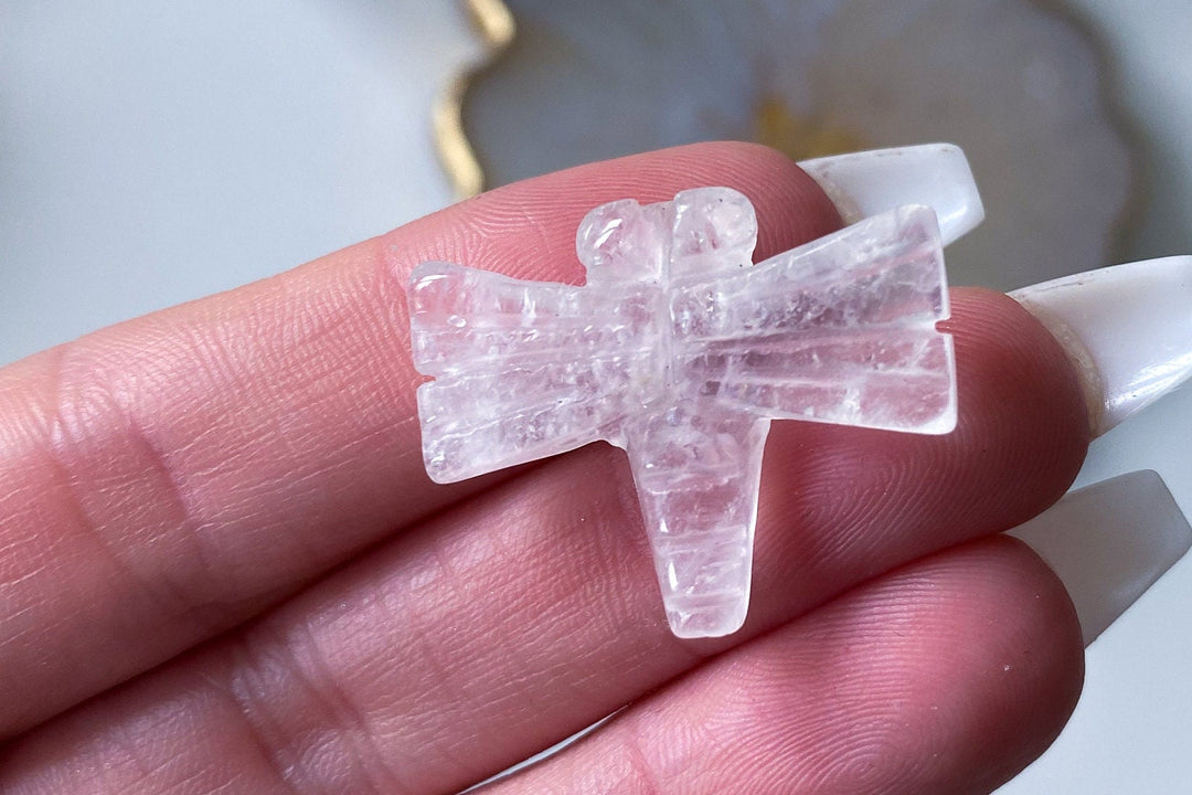 Clear Quartz Dragonfly Mini Carving: Amplify Intentions