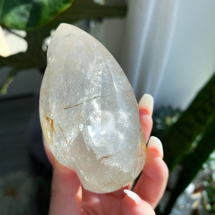 Clear Quartz Flame with Hematite & Rutile