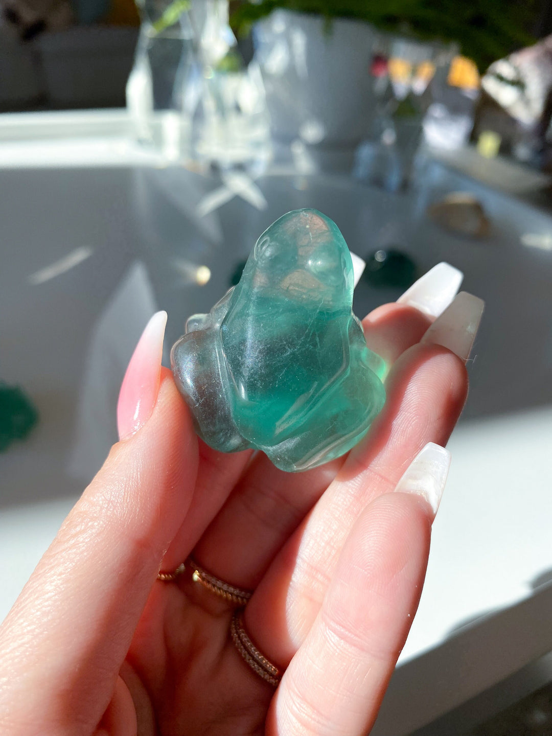 Green Fluorite Frog Carving