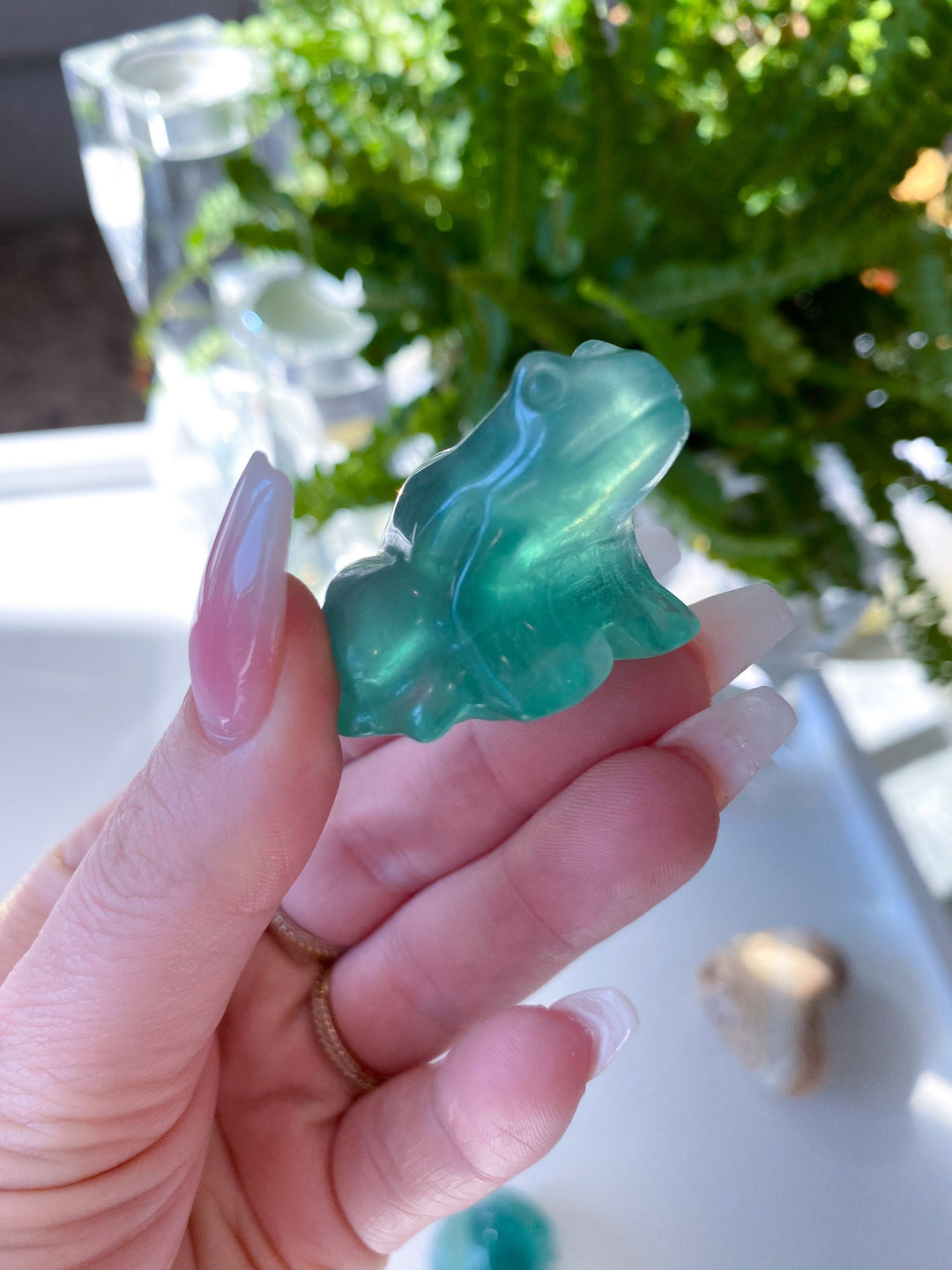 Green Fluorite Frog Carving