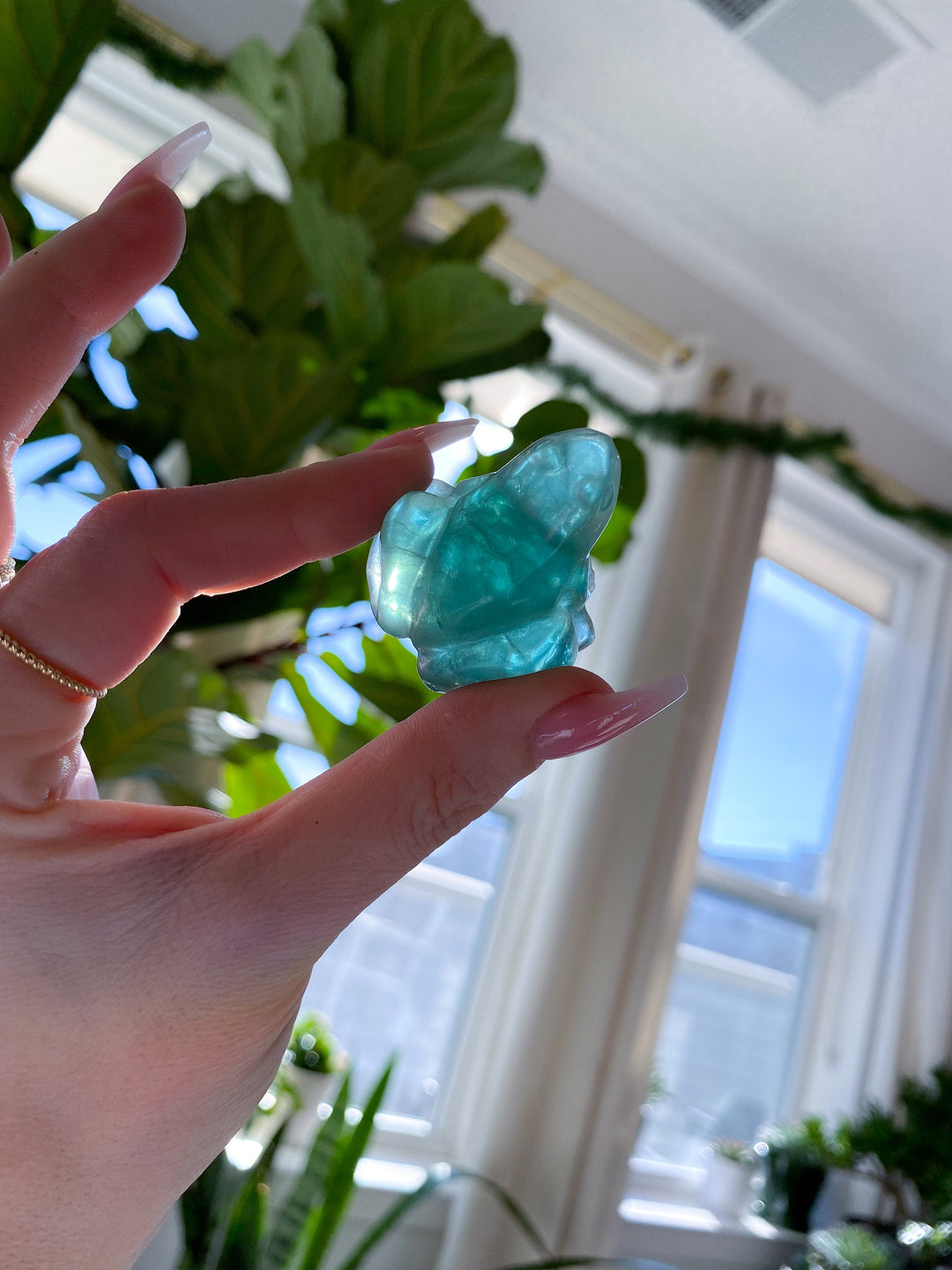 Green Fluorite Frog Carving