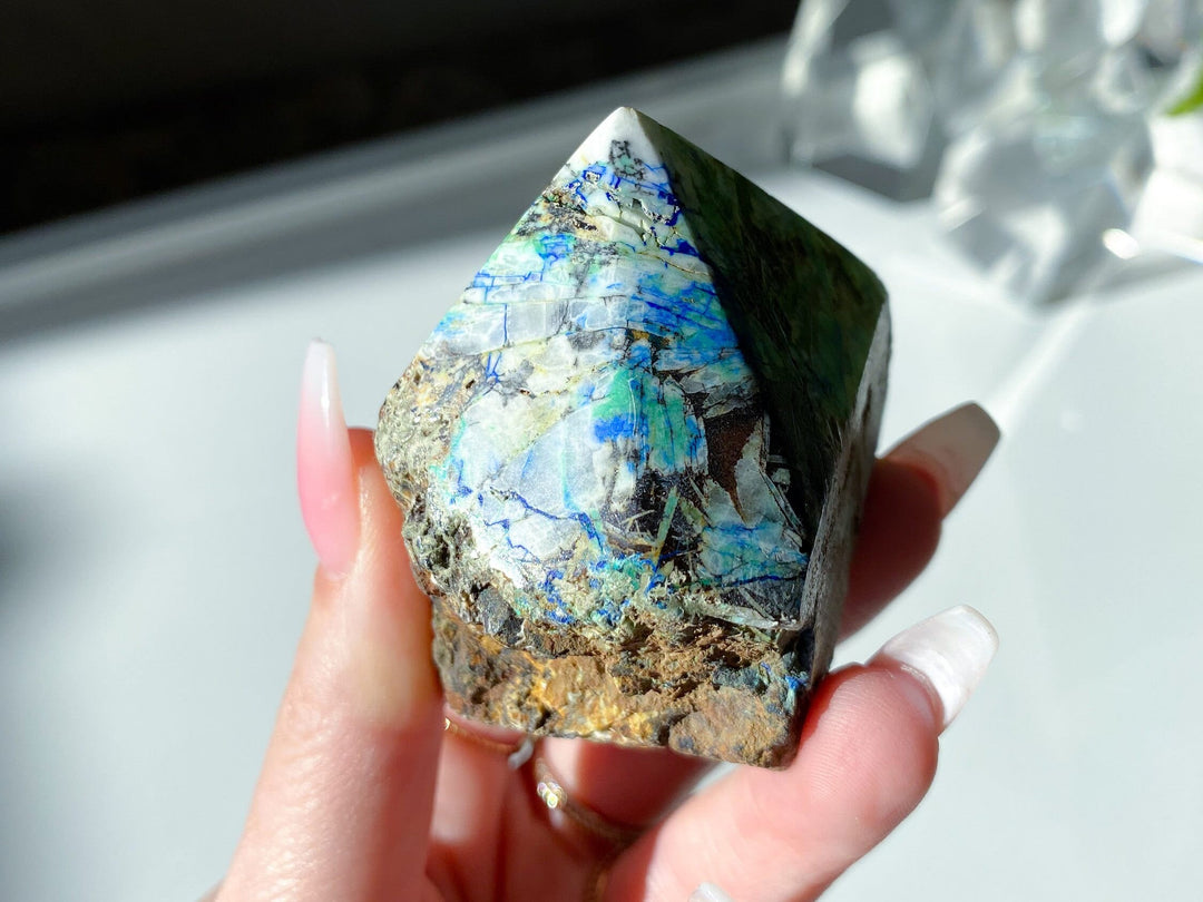 Medium Azurite Malachite Top Polish Point - Get this EXACT piece- Release Old Patterns - Openness - Psychic - Creativity