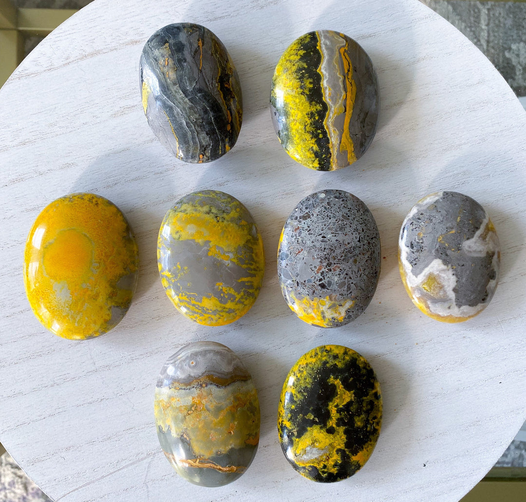 Bumble Bee Jasper Palm Stone - You Choose