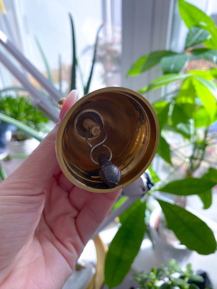 Golden Altar Bell - Brass Hand Bell - Altar Bell - Cleanse Bell - Altar Decor - Cleanse Energy - Spiritual Tool