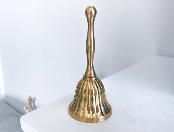 Golden Altar Bell - Brass Hand Bell - Altar Bell - Cleanse Bell - Altar Decor - Cleanse Energy - Spiritual Tool